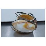 Stained Glass and Metal Tulip-Shaped Lamp Shade