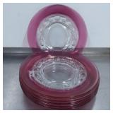 6 Glass Plates with Purple Trim, 8.5 Inches