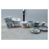 Eight Ceramic and Porcelain Teacups and Saucers, V