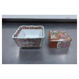 Japanese Porcelain Boxes with Decorative Patterns