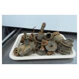 Tray of Assorted Vintage Metal Lamp and Lantern Pa