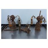 Three Vintage Industrial Light Fixtures with Ruste