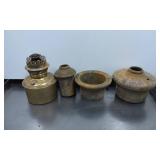Four Mixed Metal Oil Lamp Components, Including Br