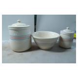 McCoy Pottery Canister and Bowl Set with Pastel St