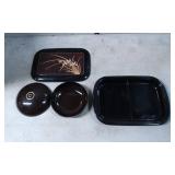 Two-Piece Set: Lacquer Tray with Floral Design and