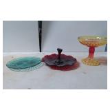 Three-Piece Colored Glass Tableware Set, Including