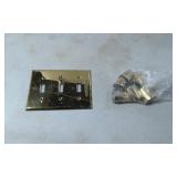 Polished Brass Triple Toggle Switch Cover with Acc