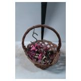 Woven Wicker Basket with Brass Bells and Decorativ