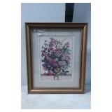 Framed Botanical Print Depicting Floral Arrangemen