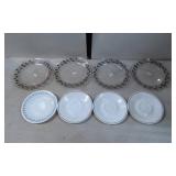 4 Glass Salad Plates and 4 Corelle China Saucers