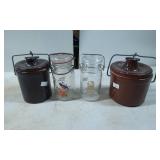 Stoneware Crock Jars with Lids and Glass Clamp-Top