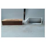 Wooden Box With Inlayed Mountain Scene and White W