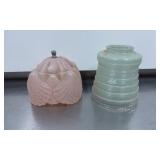 Vintage Glass Lamp Shades: Pink Art Deco and Green