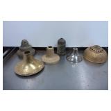 Six Vintage Metal Lamp Parts in Various Finishes