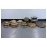 Nine Decorative Brass and Metal Lamp Parts