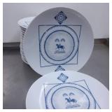 18 White Porcelain Plates with Blue Horse Pattern
