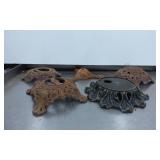 Five Cast Iron Lamp Bases with Decorative Designs
