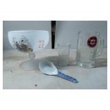 Glassware Including Frosted Pedestal Bowl, Chinese