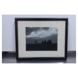 Framed Black-and-White Landscape Photograph with B