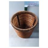 Round Woven Rattan Basket with Braided Rim