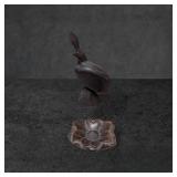 Rosewood Partridge Figure and Lotus Trinket Dish S