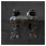 19th Century Bronze Stand with Crowned Bird Motif