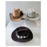 Three Western Cowboy Hats, Including Dynafelt and
