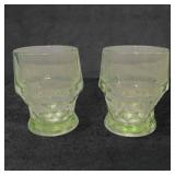 Uranium Glass Honeycomb Pattern Tumblers, 4 Inches
