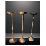 Three Brass and Copper-Toned Metal Stands, 27 Inch