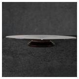 Large Amethyst Glass Cake Plate with Brass Base