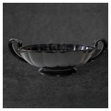 Vintage Black Amethyst Glass Console Bowl with Ped
