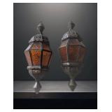 Mid-Century Moroccan-Style Stained Glass Lanterns