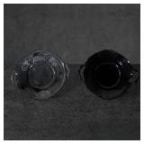 Black Amethyst Glass Plates, One with Silver Overl