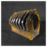 1960s1970s Amber Lucite Coasters with Matching Ra