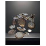 Silver Plate Items, Including Trivet, Bowls, and S