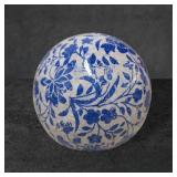 Blue and White Floral Decorative Porcelain Ball, A