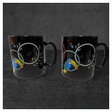 Amethyst Glass Coffee Mugs with Tropical Bird Desi