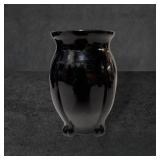 Black Amethyst Glass Footed Vase, 5 3/4 Inches Tal