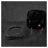Six 7.5-Inch Amethyst Glass Salad Plates with Scal