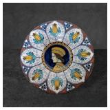 Italian Faenza Ceramic Plate with Medieval Portrai