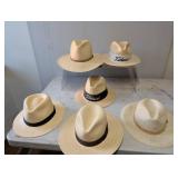 Six Straw Hats Featuring Titleist and Orvis Labels
