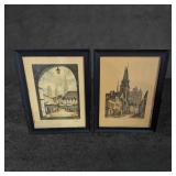 Signed Barday Framed Prints Depicting European Str