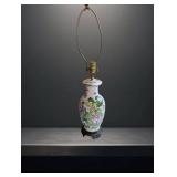 Asian Porcelain Vase Electrified Lamp with Floral