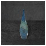 Hand-Blown Art Glass Vase, 7 3/4 in Tall, Blue and