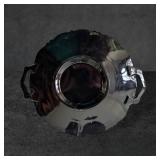 Black Amethyst Glass Plate with Handles, 10 1/2 In