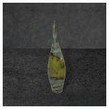 12" Tall Art Glass Vase with Swirled Green and Bro