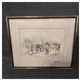 Original Watercolor Painting Depicting a Crowd, Si