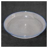 Swirled Art Glass Bowl with Blue Rim, 9 Inches in