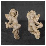 Resin Cherub Wall Hangers, Made in Mexico, 6 in x