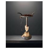 Art Deco Ashtray Stand with Illuminated Alabaster-